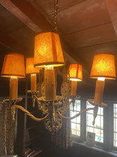 Load image into Gallery viewer, Antique And Unique Brass Five Arm Chandelier
