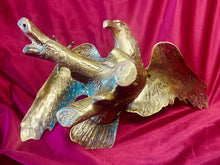 Load image into Gallery viewer, Vintage Brass American EAGLE Perched on Branch Statue 18” Wingspan, 5.5 lbs
