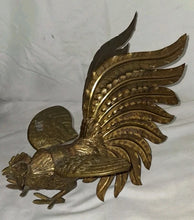 Load image into Gallery viewer, Vintage Brass Rooster Figurines Set of 2 Fighting Cocks Mid Century
