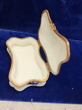 Load image into Gallery viewer, Antique German Kalk Porcelain Blue &amp;Gold Enameled Accent Trinket Box Late 1800s
