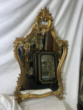 Load image into Gallery viewer, #36 Antique Wood Framed Ornate Gold Beveled Mirror 43“ X 24“
