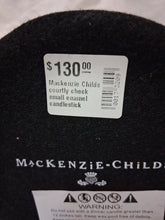 Load image into Gallery viewer, MacKenzie Childs Courtly Check Candlestick Holder Taper Black White Enamel 8”
