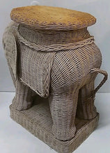 Load image into Gallery viewer, Vintage 20” Rattan Wicker Elephant Plant Stand Side End Table
