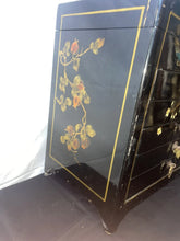Load image into Gallery viewer, Vintage Black Lacquer Japanese Jewelry Box with Bird and Flower Motif
