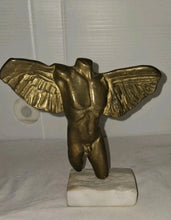 Load image into Gallery viewer, Yanni Signed Abstract Winged Male Torso Bronze Tone Sculpture Marble Base Modern
