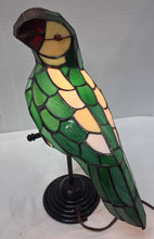 Load image into Gallery viewer, Stained Glass Parrot Lamp Tiffany Style Green Bird Accent Light Works
