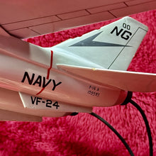Load image into Gallery viewer, RARE VF-24 F-14 Tomcat Wooden Model 16” Wingspan Navy Jet w/ Base Movable Wings
