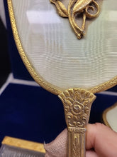 Load image into Gallery viewer, Vtg Matson 1930s Gold Tone Daisy 3-D Vanity Set Hand Mirror Brush Comb Rare Read
