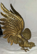 Load image into Gallery viewer, Vintage Brass Rooster Figurines Set of 2 Fighting Cocks Mid Century
