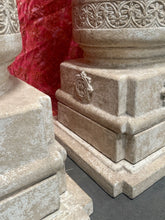 Load image into Gallery viewer, Pair of Large Heavy Vintage Drum Band Plaster Pedestals Column Bases, 40” H
