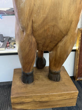 Load image into Gallery viewer, Vintage Hand Carved Solid Wood Pig Butler With Tray Statue 55” Tall
