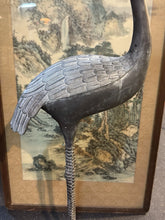Load image into Gallery viewer, Large Vintage Bronze Longevity Crane Standing On Turtle Statue 39.5”
