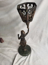 Load image into Gallery viewer, Antiques A brass statue of a prominent woman carrying a lamp candle home decor !
