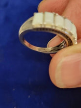 Load image into Gallery viewer, Vintage Ring X7 Opal Band Wedding Silver Ring Band Eternity 38 Dark Gemstones
