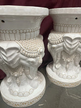 Load image into Gallery viewer, Pair of Vintage White Elephant Ceramic Garden Stool / Planter 21”H 13”D
