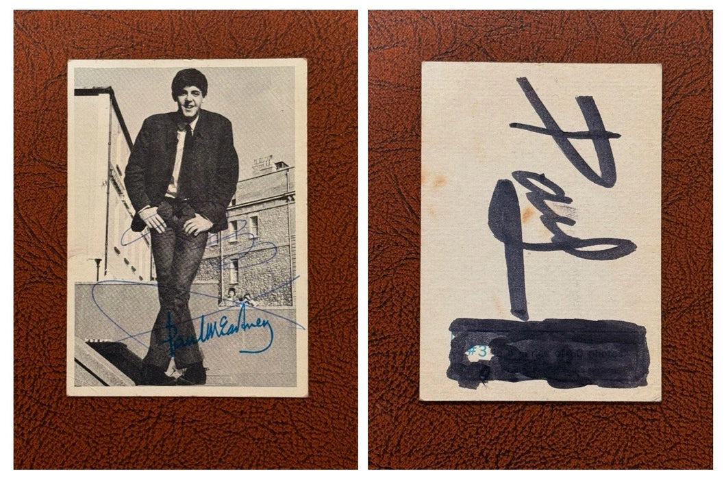 1964 TCG / Topps Beatles #3 Card, Dual SIGNED PAUL McCARTNEY Autographs, RAW