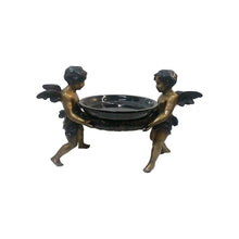 Load image into Gallery viewer, Vintage French Bronze Double Cherub Centerpiece With Black Marble Bowl
