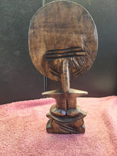 Load image into Gallery viewer, Vintage African Ashanti Hand Carved Wood Seated Figurine w/ Brass Beaded
