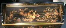 Load image into Gallery viewer, Asian Black Lacquer Jewelry Chest Cabinet Drop Front Top, Doors &amp; Drawers
