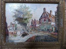 Load image into Gallery viewer, Beautiful Piet van Beek Dutch Oil Painting Of European Town With Canal Signed
