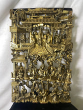 Load image into Gallery viewer, Antique 25.5&quot; Chinese Carved Deep Relief Gilt Wood Warriors Scenes Panel !!
