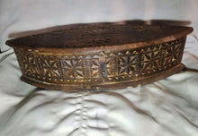 Load image into Gallery viewer, Vintage African Hand Made Money Box Floral Design Carved Wood Storage Box
