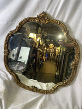 Load image into Gallery viewer, #39 Antique Wood Framed Ornate Gold Beveled Mirror 32“ X 30“
