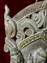 Load image into Gallery viewer, RARE Vintage 34” Thailand Wooden Carved 3 Buddhas Lamp w/ Brass &amp; Switch
