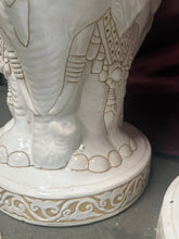 Load image into Gallery viewer, Pair of Vintage White Elephant Ceramic Garden Stool / Planter 21”H 13”D
