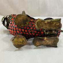 Load image into Gallery viewer, Antique Chinese Enameled Brass, Turquoise &amp; Coral Beads FOO DOG Incense Burner!!

