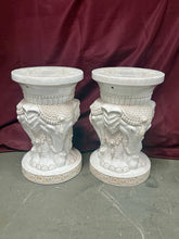 Load image into Gallery viewer, Pair of Vintage White Elephant Ceramic Garden Stool / Planter 21”H 13”D
