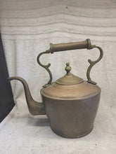 Load image into Gallery viewer, Antique Copper English Tea Kettle Pot Brass Knob Goose Neck (bra1019)

