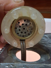 Load image into Gallery viewer, VTG Art Deco Chrome Slag Glass Ashtray Smoking Stand/Table Electric Lighter Lamp
