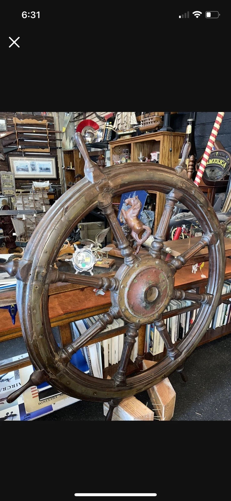ANTIQUE HUGE 54 INCH SAILING SHIPS MARINE NAVIGATION STEERING WHEEL