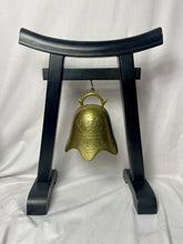 Load image into Gallery viewer, Antique Large Black Wooden 18.5” Pagoda Temple w/ Solid Brass Bell Gong, c. 1925
