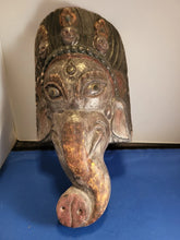 Load image into Gallery viewer, Vintage hand carved wooden Ganesh Mask Hindu Nepalese Buddha (as1024)
