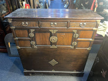 Load image into Gallery viewer, Vintage Elmwood Korean Storage Chest Cabinet With Brass Accents
