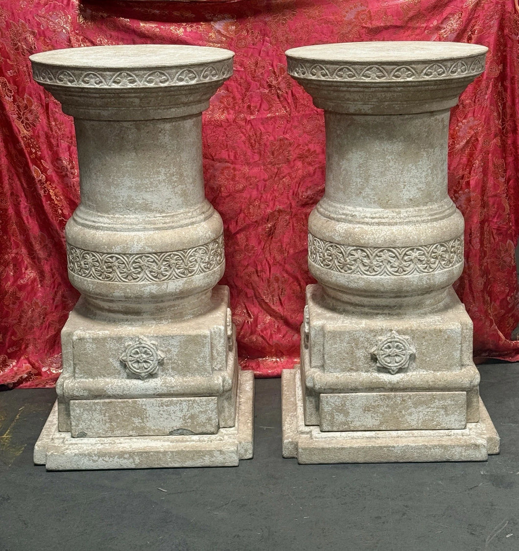 Pair of Large Heavy Vintage Drum Band Plaster Pedestals Column Bases ...