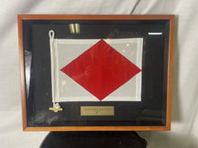 Load image into Gallery viewer, Nautical Signal Flag Maritime Naval Ship “F” Framed In Shadow Box 25” X 19”
