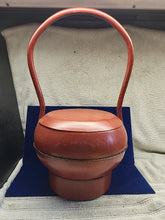 Load image into Gallery viewer, Antique Chinese Red Lacquer Wooden Wedding Basket Bucket w/ Lid &amp; Handle
