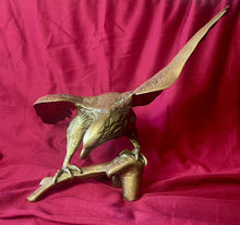 Load image into Gallery viewer, Vintage Brass American EAGLE Perched on Branch Statue 18” Wingspan, 5.5 lbs
