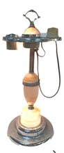 Load image into Gallery viewer, VTG Art Deco Chrome Slag Glass Ashtray Smoking Stand/Table Electric Lighter Lamp
