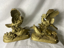 Load image into Gallery viewer, Vintage Pair Of Large Metal Replica Bird Sculptures by Alphonse Arson 14”
