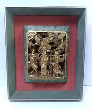 Load image into Gallery viewer, Antique Chinese Carved Deep Relief Gilt Wood Emperor Scene Panel
