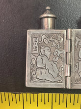 Load image into Gallery viewer, antique Qing Dynasty hallmarked sterling silver, 4 section, traveling hinged or folding snuff and opium box set from China
