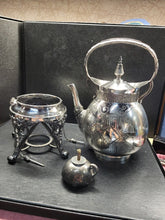 Load image into Gallery viewer, RARE MERIDEN B. COMPANY Swirled Quadruple SilverPlated Tipping Teapot - ANTIQUE
