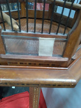 Load image into Gallery viewer, Beautiful and unique Vintage Hanging Wood Inlaid And Metal Birdcage W/ Stand 80”
