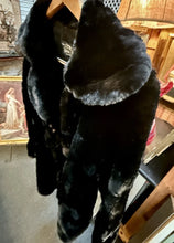 Load image into Gallery viewer, Vintage Stone Furs Vancouver Black Mink Fur Coat Satin Vine Lining
