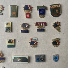 Load image into Gallery viewer, Vintage 1984 Los Angeles Olympics LA84 Sponsor Pin Collection Display 72 Pins
