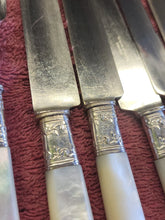 Load image into Gallery viewer, Benjamin Allen &amp; Co Pearl Handle French Hollow Knife &amp; Fork X6 Sterling Silver
